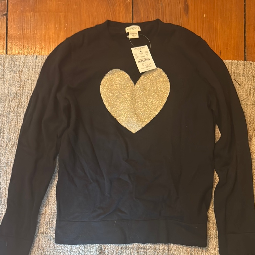 J. Crew Black Pullover with Gold Heart